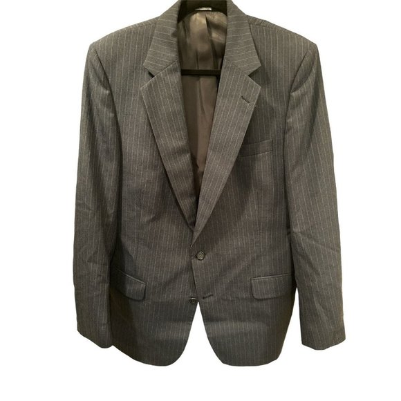 Burberrys VTG 80s Gray Pinstriped 2 Button Sport Coat 42R Excellent - Picture 1 of 5